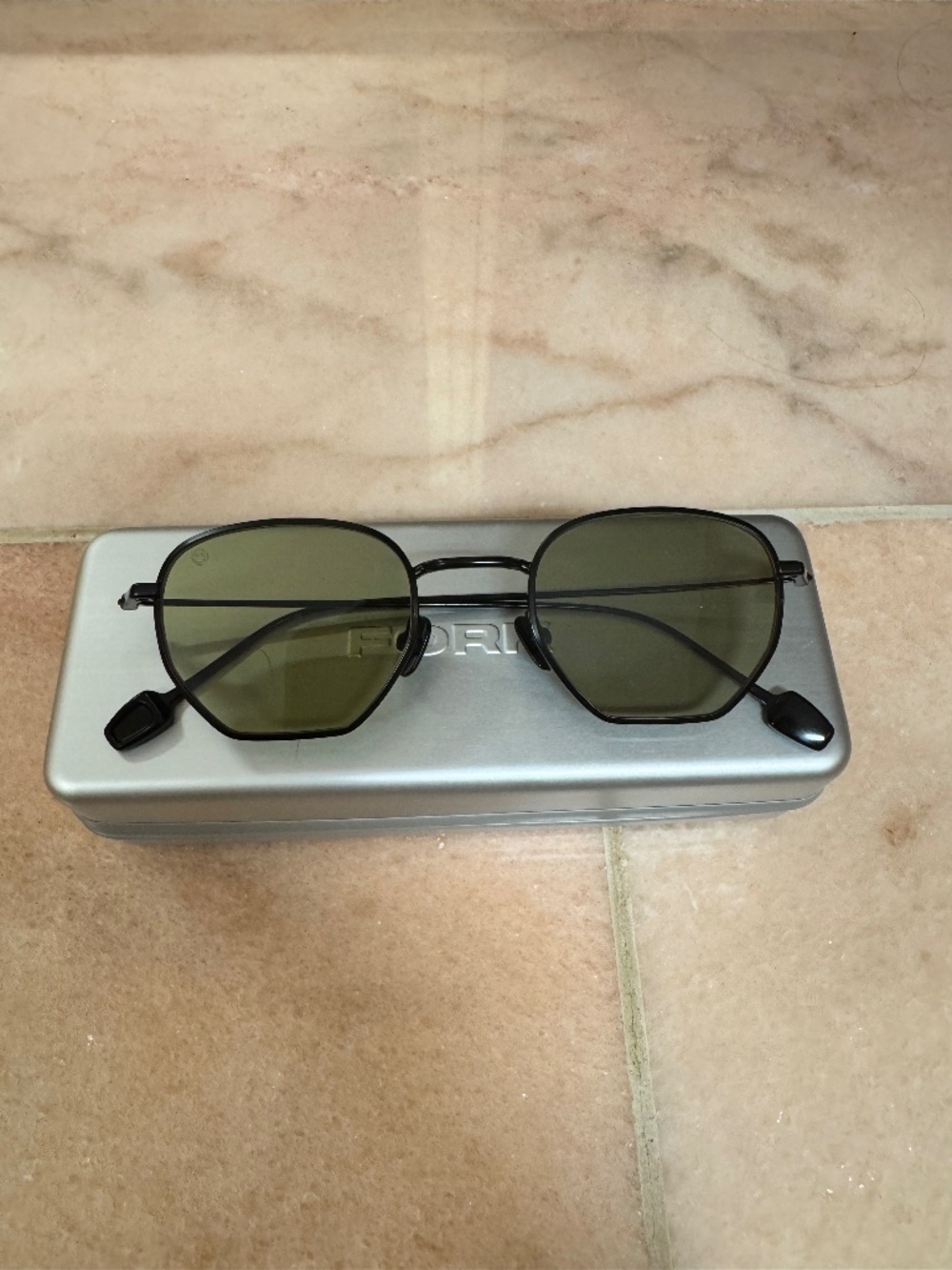 FORK Eyewear CUTOFF l Sunglasses Metal Black Frame Green Tinted Lens UV400